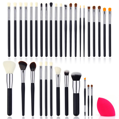 8 years factory professional 33pcs luxury synthetic fiber black  make up brush kit with storage box bucket makeup brush set