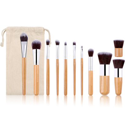 12pcs professional high  quality bamboo wooden handle private label makeup brush set