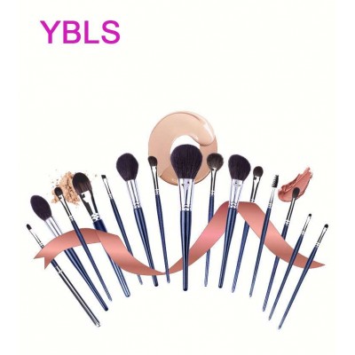 Factory 8 years professional made 15pcs makeup brush kit small waist style luxury animal hair custom make up brushes set