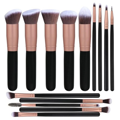 Hot selling products Crystal Handle Custom Logo Make Up Brushes 14pcs black makeup brush set