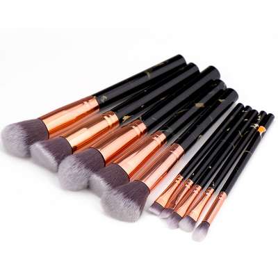 Private label factory direct brush 10pcs marble makeup brush eyeshadow and lip gloss brow makeup brush set