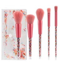 Candy Makeup Brush Set 5 PCS Transparent Crystal Handle Pink Eyeshadow Brush Flame Powder Brushes