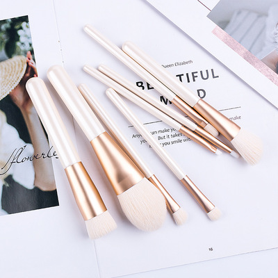 High quality 8-piece pearl white bionic wool makeup brushes Amazon hot-selling professional high-end makeup brush set