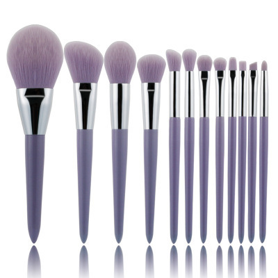 Candy style hot recommendation fat candy color 12pcs taro purple and pink coral powder makeup brush set brushes