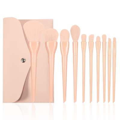 Amazon hot New Korean Fashion 10 pcs Candy Color Wood Handle Makeup Brush Set For Girls Soft Hair Makeup Brushes