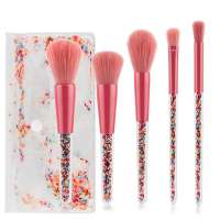 New Arrive 5 pcs Candy Handle Pink Cosmetic Foundation Makeup Brushes Set with Bag