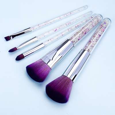 New ideas 5pcs transparent handle makeup brushes, loose powder and diamond particles for eyes make-up brush