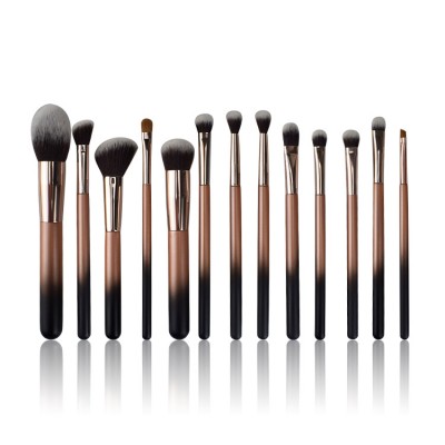 New product 2020 beauty tools 13pcs custom logo makeup brushes black wooden handle makeup brush set